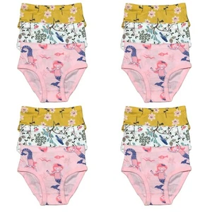 12 PK Toddler Little Girls Cotton Underwear Briefs Kids Panties Mermaid Pattern - Picture 1 of 21