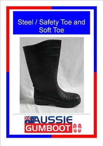 Gumboots Steel / Safety Toe Soft Toe Size 4 5 6 7 8 9 10 11 12 13 Ladies Mens - Picture 1 of 8