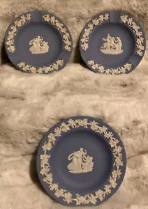 "Mini placas de colección 3 cuñas madera jaspe azul posavasos ceniceros 4,5""" - Imagen 1 de 7