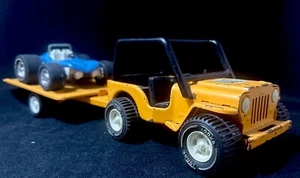 Vintage Tonka Bone Bruzzer Pressed Steel Orange Jeep, Trailer And Sun Buggy 14.5 - Picture 1 of 23