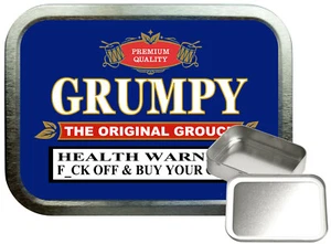 Grumpy Grouch 2oz Silver Tobacco Tin, Storage Tin,Funny Novelty Drum Tobacco Tin - Picture 1 of 1