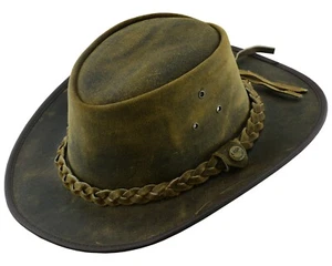 Safari Crazy Leather Hats Outback Traveller Hat - Picture 1 of 38