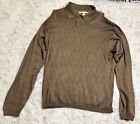 Cassel Sweater Mens XL  Khaki Dress Button Knit Collared Long Sleeve Classic Fit