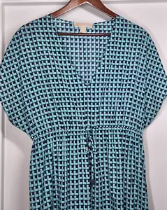 Michael Kors Maxi Dress L Large Blue Short Sleeve Stretch Career Casual Teal - Picture 1 of 14