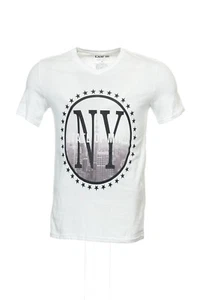 NWT Bar III White Graphic V-Neck T-Shirt S - Picture 1 of 4