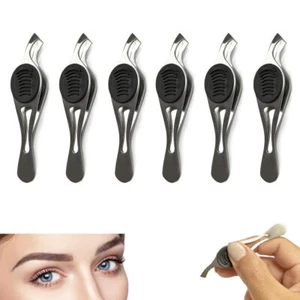 6 Pack Precision Stainless Steel Slant Tweezers Eyebrow Removal Angled Tip Grip - Picture 1 of 1