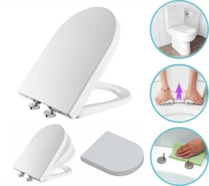 Luxury D Shape Toilet Seat Heavy Duty White Soft Close Top Quick Release Hinges - Picture 1 of 12