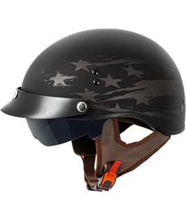 VCAN Cruiser Half Face Motorcycle Helmet with Drop-Down Sun Visor Removable Peak - Bild 1 von 16