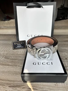 Cintura Gucci Beige 115 cm in Fibbia Argento - Imagen 1 de 6