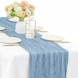 Dusty Blue Käsetuch Tischläufer 10 Fuß Läufer für Tische 35 x 120 Zoll Lo... - Bild 1 von 6