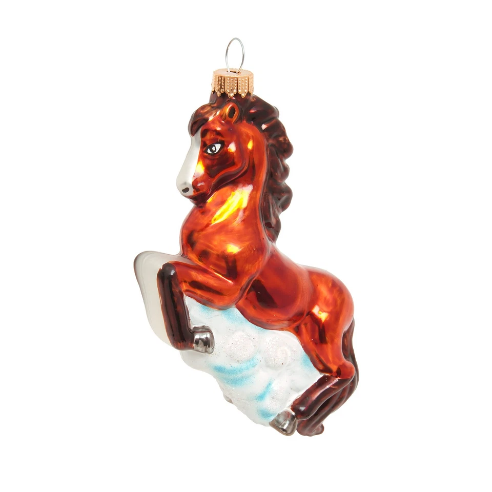 Krebs Glas Lauscha Anhänger Feuerpferd aus Glas - ganzjährige Deko - ca. 12 cm - Bild 1 von 1