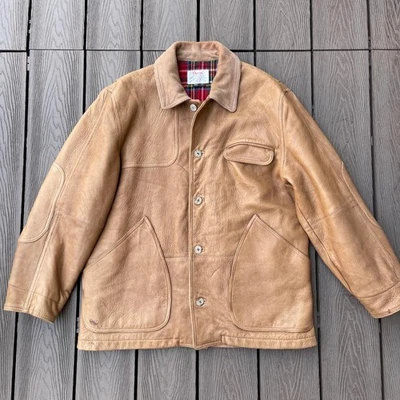 Orvis Elk Leather Jacket USA Made Men size L Beidge Used - Image 1 of 4