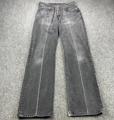 Pantalones de mezclilla vintage Levis 501 para hombre 32x36 (se adapta a 30x34) negros descoloridos botones mosca años 90 Y2K Foto 1 de 4