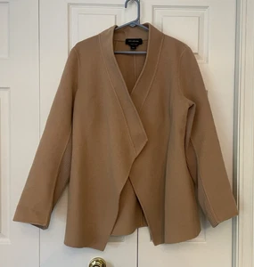 St John Draped Open Front Brown Jacket Wool Angora Cashmere Blend 12 - Picture 1 of 5