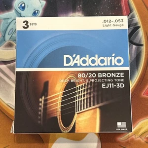 Cuerdas para guitarra acústica de bronce D'Addario EJ11-3D 80/20, ligeras, 12-53, 3 juegos - Imagen 1 de 2