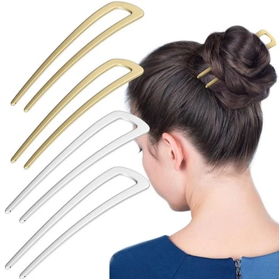 3 Pack French Hair Pin U Shaped Acrylic Twist Stick Hair Fork Wave Fashion Bun - Image 1 of 4