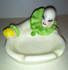 Vintage Pierrot Harlequin Clown Ashtray Porcelain Trinket Dish