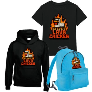 Steve's Lava Chicken Kids T-Shirt Jockey Rider Gaming Funny Craft Backpack Hoody - Picture 1 of 23