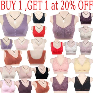 Wireless Bras Push Up Full Cotton Bralette Front Closure Bra for Women Underwear - Picture 1 of 33