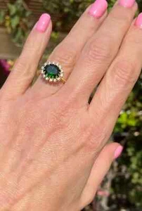 Oval Cut Natural Emerald 5.22 Ct Diamond Wedding Ring 14K Yellow Gold size 7 - Picture 1 of 9