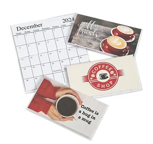 2024-2025 Coffee Pocket Calendars 6.5" x 3.5" With Clear Vinyl Covers New - Picture 1 of 20