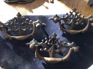 Solid Brass Ornate Drawer Pull With Built In Escutcheon - Picture 1 of 3