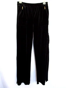 St. John Sport Womens Cargo Pants Petite Black Velveteen Elastic Waist - Picture 1 of 6