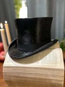 GORGEOUS~ RARE ANTIQUE SILK TOP HAT by STANHOPE BROS & CO, LONDON. Size 6 3/4 - Picture 1 of 9