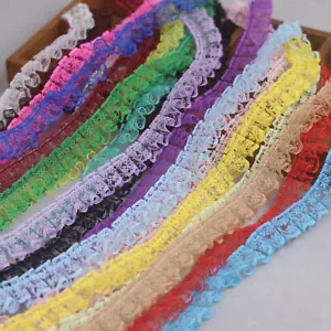 11 Yards 23mm Unilateral Lace Trim - Ruffle Edge Ribbon for Sewing 10 Color - Picture 1 of 11