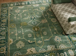Cadet Green Blue Oushak Rugs | Hand Knotted Wool Area Rug | Turkish Rugs CB01 - Picture 1 of 8