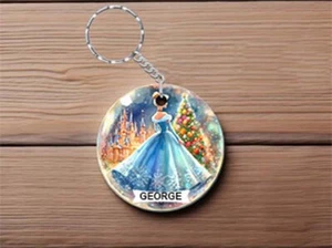 Personalised Christmas Cinderella Keyring Keychain Charm Novelty Gift Birthday - Picture 1 of 6