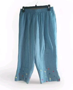 Pantalones Sanibel Sport Bordados Capri PULL ON Azul Cambray Petit XL NUEVOS CON ETIQUETAS - Imagen 1 de 8