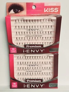 Paquete de 2 pestañas cortas Kiss i Envy Premium Luxe negras acampanadas KPE01B - Imagen 1 de 4