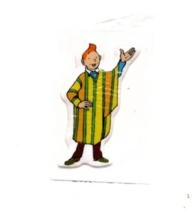 Figurine Pégatinas TINTIN en poncho. Format 4 x 6,5 cm. STICKER. 1981 - Imagen 1 de 1