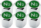 6 Bouchons De Valve Azote N2 Vert "Hexa"