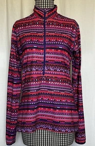 Women's Nike Pro Running 1/2 Zip Dri Fit Shirt Red Purple Black Size Large - Picture 1 of 12