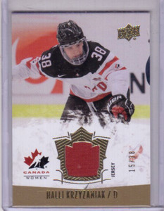 HALLI KRZYZANIAK /16 Upper Deck Women's Team Canada Juniors GOLD Jersey /38 #144