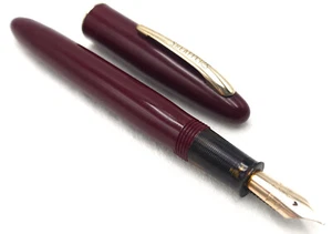 VINTAGE c1950 SHEAFFER CRAFTSMAN BURGUNDY TOUCHDOWN FOUNTAIN PEN 14K RESTORED - Picture 1 of 12