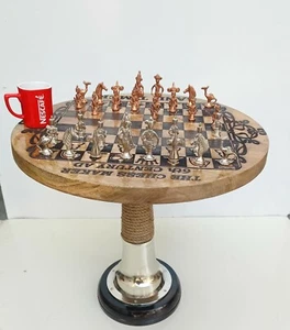 The Chess Maker 6th Century AD Wooden Chess Game Table With Brass - Picture 1 of 12
