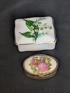 Hammersley Floral Schmuckschatulle grün und Fragonard Balz Pillendose Bone China - Bild 1 von 6
