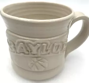 Baylor Basketball Black Oak Art Pottery Waco Texas Coffee Mug 11 floz Off White - Picture 1 of 7