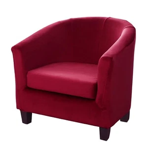 MIFXIN Tub Chair Slipcover 2-Piece Velvet Barrel Club Chair Covers with Cushi... - Picture 1 of 9
