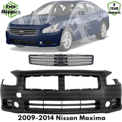 Kit de montaje de cubierta de parachoques delantero fascia y rejilla para Nissan Máxima 2009-2014 Foto 1 de 4