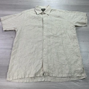 VINTAGE Neiman Marcus Shirt Mens Large Linen Button Up Casual Short Sleeve - Picture 1 of 8
