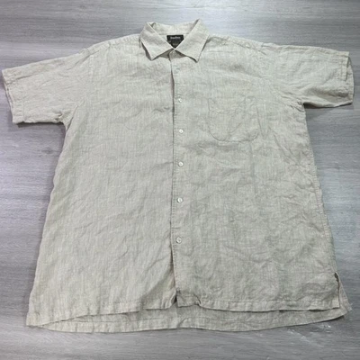 VINTAGE Neiman Marcus Shirt Mens Large Linen Button Up Casual Short Sleeve - Image 1 of 4