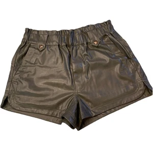 Dear John Vegan Leather Shorts Sz Small Buttery Soft Dark Green Grunge Goth Edgy - Picture 1 of 13