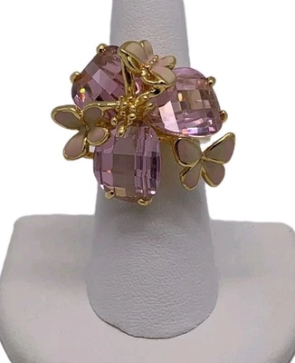 Anillo Joan Rivers Rosa Flor y Mariposa - Talla 6.5 Foto 1 de 4