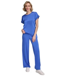 Calvin Klein Women's Pull-On Wide-Leg Pants (Dazzling Blue, Large) - Picture 1 of 6
