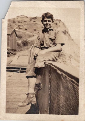Foto de colección de joven adolescente sentado en Mountain Ledge Americana años 30 instantánea Foto 1 de 2
