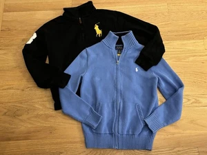 Ralph Lauren Boys Lot/2 Blue Sweater & Black 1/4 Zip Sweatshirt Sz Medium 10/12 - Picture 1 of 5